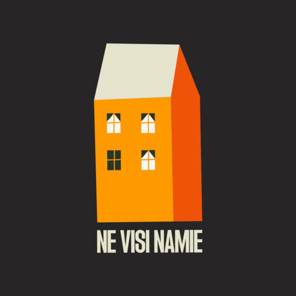 Iliustracija su užrašu „Ne visi namie”